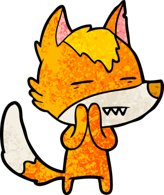 Bir insan tarafından çizilmiş tilki çizgi film karakteri