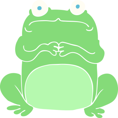 Bir insan tarafından çizilmiş gergin kurbağanın düz renk çizimi