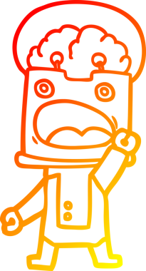 Bir insan tarafından çizilen çizgi film robotunun sıcak çizgi çizimi