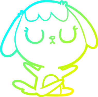 Bir insan tarafından çizilmiş şirin bir çizgi köpeğin soğuk gradyan çizgisi.