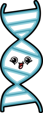 Bir insan tarafından çizilmiş DNA iplikçikli şirin bir çizgi film.