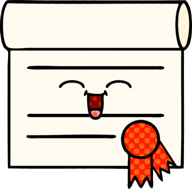 bir insan tarafından çizilmiş bir sertifikanın çizgi roman tarzı