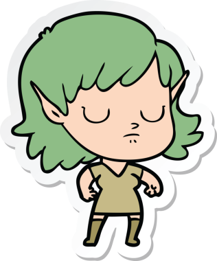 Bir insan tarafından çizilmiş bir elf kızının çıkartması.