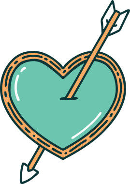 Bir insan tarafından çizilmiş ok ve kalbin ikonik dövme şekli