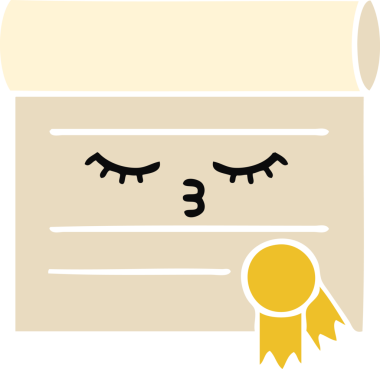 Bir insan tarafından çizilmiş bir sertifikanın düz renk retro karikatürü