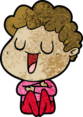 Bir insan tarafından çizilmiş gülen karikatür adam.