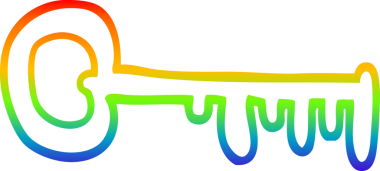 Gökkuşağı gradyan çizgi çizimi Bir insan tarafından çizilmiş altın anahtar