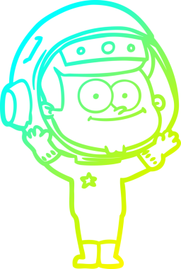 Bir insan tarafından çizilmiş mutlu bir astronot çizgi filmi.