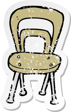 Bir insan tarafından çizilmiş karikatür sandalyesinin gerilimli çıkartması.