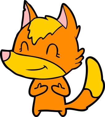 Bir insan tarafından çizilmiş tilki çizgi film karakteri