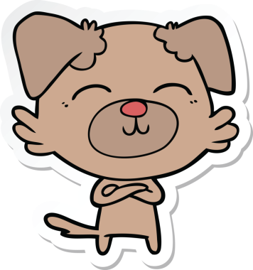 Bir insan tarafından çizilmiş bir köpeğin çıkartması.