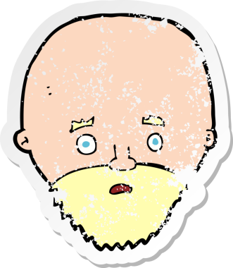 Bir insan tarafından çizilmiş sakallı bir adamın karikatür yapıştırması.