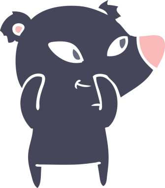 Bir insan tarafından çizilmiş şirin düz renkli çizgi film ayısı.