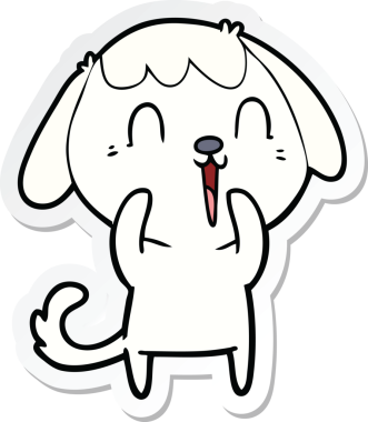 Bir insan tarafından çizilmiş şirin bir köpeğin çıkartması.