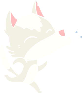 Uluyan Kurt düz renkli çizgi film bir insan tarafından çizildi.