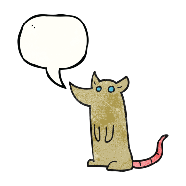 Bir insan tarafından çizilmiş serbest konuşma balonu desenli çizgi film faresi