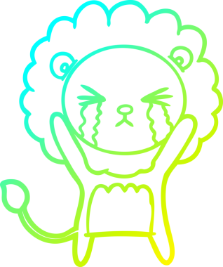 Bir insan tarafından çizilmiş ağlayan aslanın soğuk gradyan çizgisi