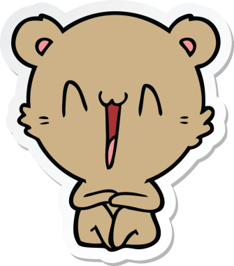 Bir insan tarafından çizilmiş mutlu ayının çıkartması.