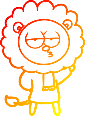 Bir insan tarafından çizilen ve canı sıkılan bir aslanın sıcak çizgi çizimi