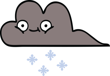 Bir insan tarafından çizilmiş kar bulutunun sevimli karikatürü.