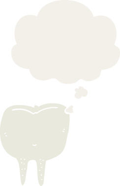 Düşünce baloncuğu olan çizgi film dişleri insan tarafından çizilmiş.