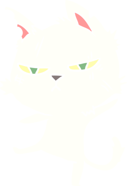 sert düz renkli çizgi film kedisi bir insan tarafından çizilmiş.