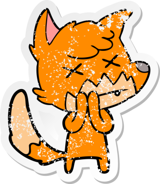 Bir insan tarafından çizilmiş ölü tilki çizgi filminin sıkıntılı çıkartması.