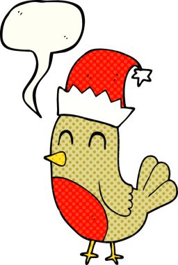 Bir insan tarafından çizilmiş serbest çizilmiş çizgi roman konuşma balonu, noel robini.