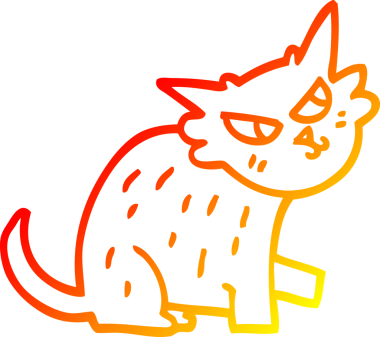 Bir insan tarafından çizilmiş bir kızıl kedinin sıcak çizgi çizimi