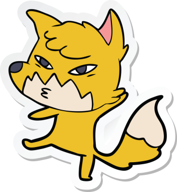 Bir insan tarafından çizilmiş akıllı bir tilkinin çıkartması.