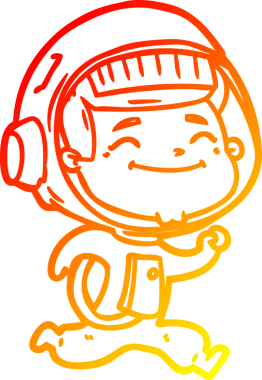 Bir insan tarafından çizilmiş mutlu bir astronotun sıcak çizgi çizimi