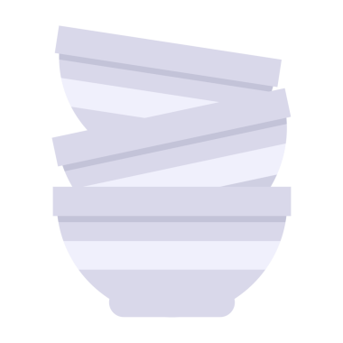 Bir insan tarafından çizilmiş bir yığın kase.