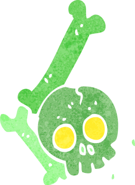 Bir insan tarafından çizilmiş bir cadılar bayramı kemik numarası.