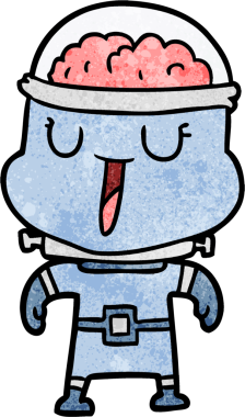 Bir insan tarafından çizilmiş mutlu çizgi film robotu