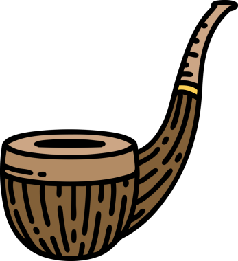 Bir insan tarafından çizilmiş geleneksel sigara içici piposu dövmesi.