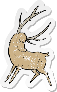 Bir insan tarafından çizilmiş karikatür geyiğinin gerilimli etiketi.