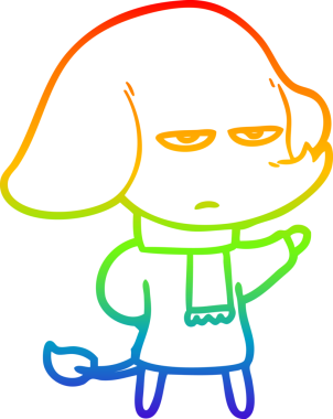 gökkuşağı gradyan çizimi bir insan tarafından çizilmiş bir karikatür fili