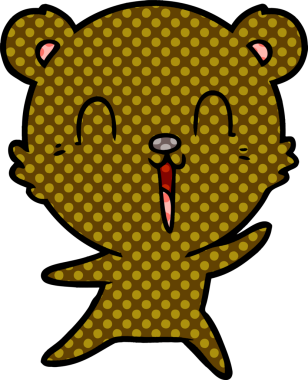 Bir insan tarafından çizilmiş mutlu çizgi film ayısı.