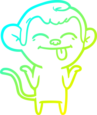 Bir insan tarafından çizilmiş komik bir çizgi maymunun soğuk eğim çizgisi.