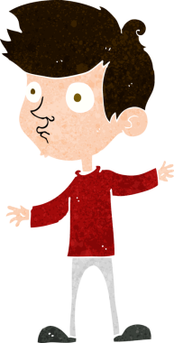 Bir insan tarafından çizilmiş meraklı bir çocuk.