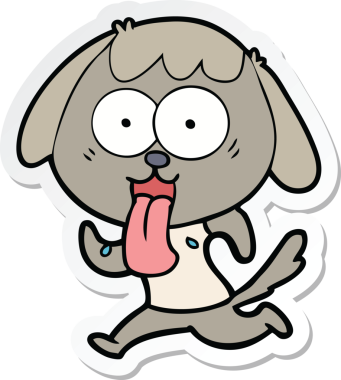 Bir insan tarafından çizilmiş şirin bir köpeğin çıkartması.