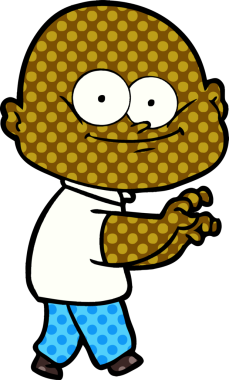 Bir insan tarafından çizilmiş kel bir adam.