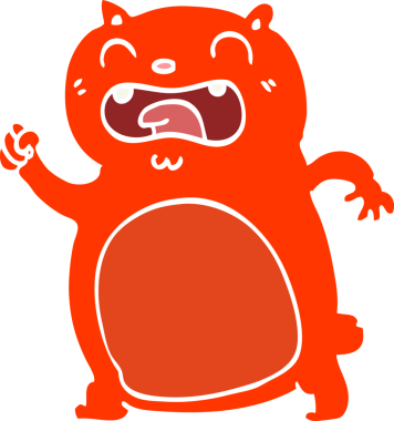 Bir insan tarafından çizilmiş düz renkli çizgi film kedisi