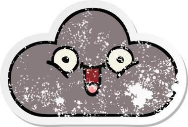 Bir insan tarafından çizilmiş tatlı bir karikatür fırtına bulutunun sıkıntılı çıkartması