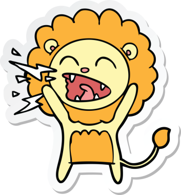 Bir insan tarafından çizilmiş kükreyen aslanın çıkartması.