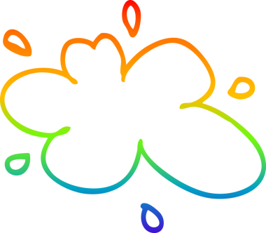 Gökkuşağı gradyan çizgi çizimi bir insan tarafından çizilmiş kırmızı boya.