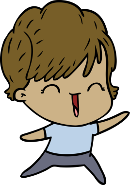 Bir insan tarafından çizilmiş gülen kadın çizgi filmi.