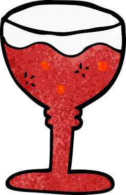 Bir insan tarafından çizilmiş kırmızı şarap kadehi.