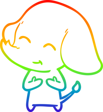 Gökkuşağı gradyan çizgisi bir insan tarafından çizilmiş şirin bir fil çizimi