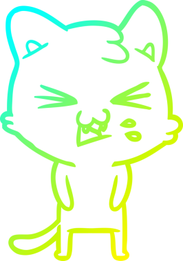 Bir insan tarafından çizilen çizgi film kedisinin soğuk gradyan çizimi